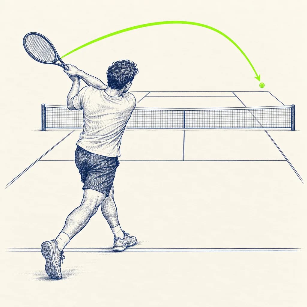 Fond de court, montée en puissance : Échanges depuis la ligne de fond, tu montes le rythme sur les dix dernières balles.