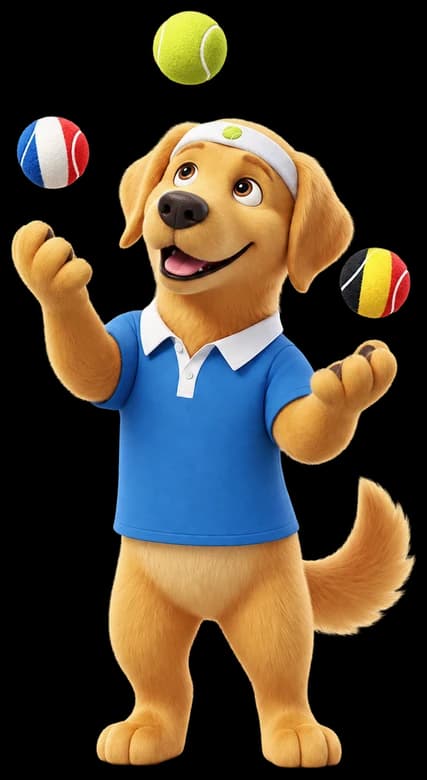 Sam jongle avec une balle aux couleurs de la France et une aux couleurs de la Belgique